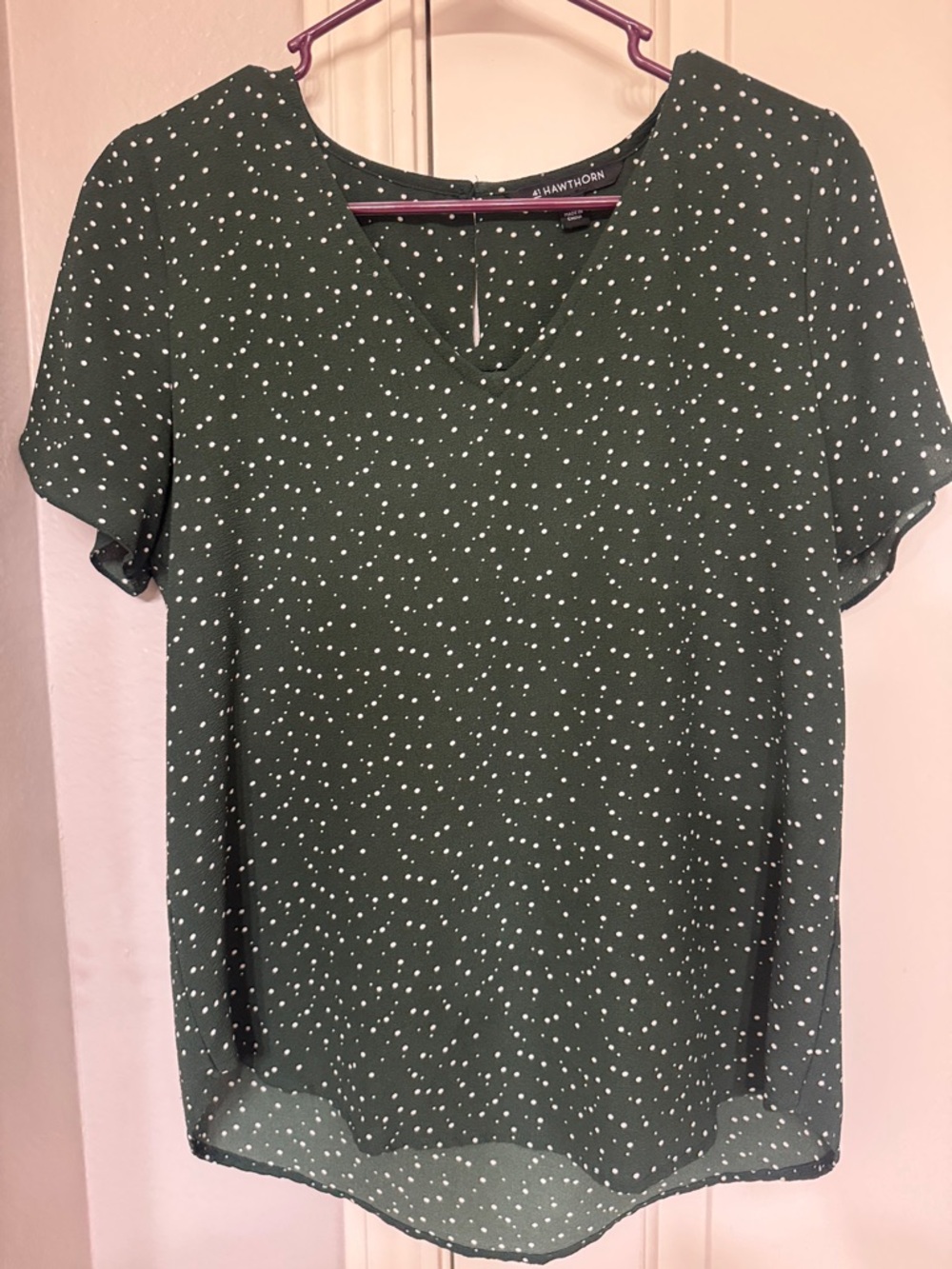 41 Hawthorn Forest Green Dot Short-Sleeve Blouse